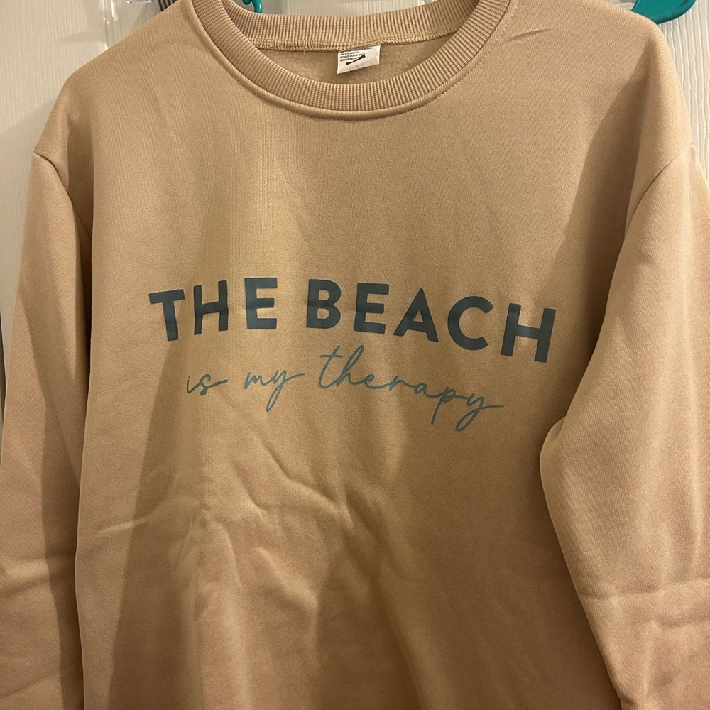 The Beach is my Therapy, beige sweatshirt XL, fits more like large. - Picture 3 of 3